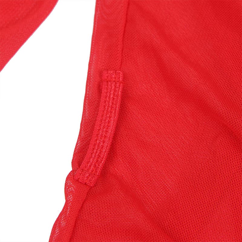SUBBLIME - TRANSPARENT FABRIC ROBE WITH LACE DETAIL RED S/M thumb 9