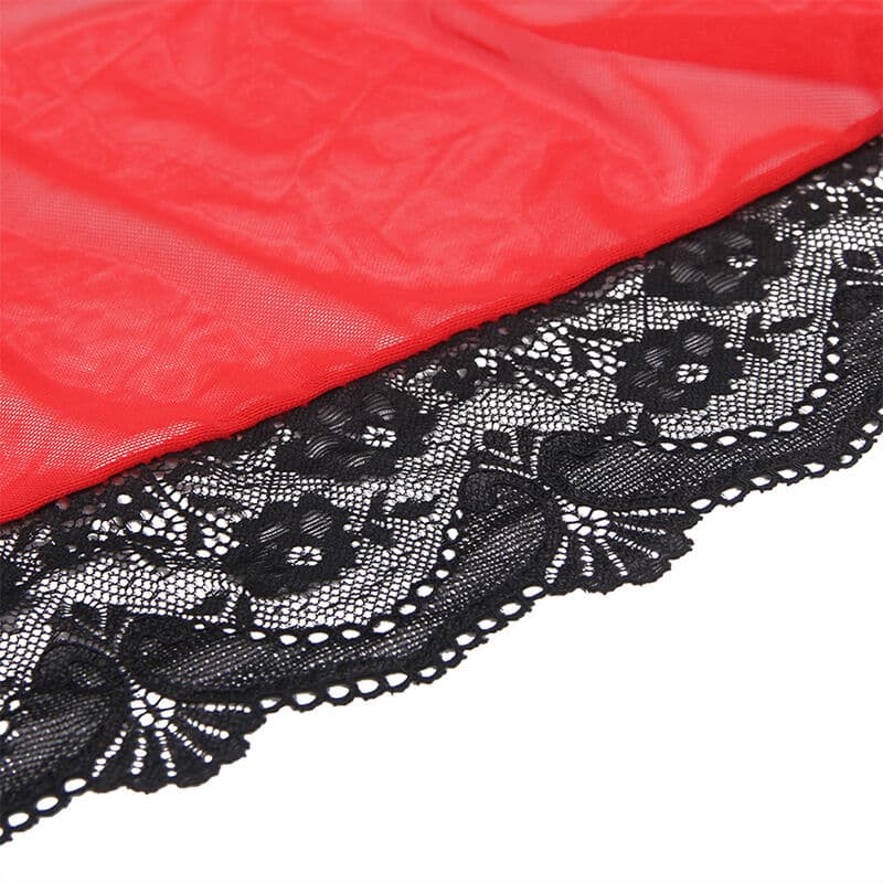 SUBBLIME - TRANSPARENT FABRIC ROBE WITH LACE DETAIL RED L/XL thumb 8