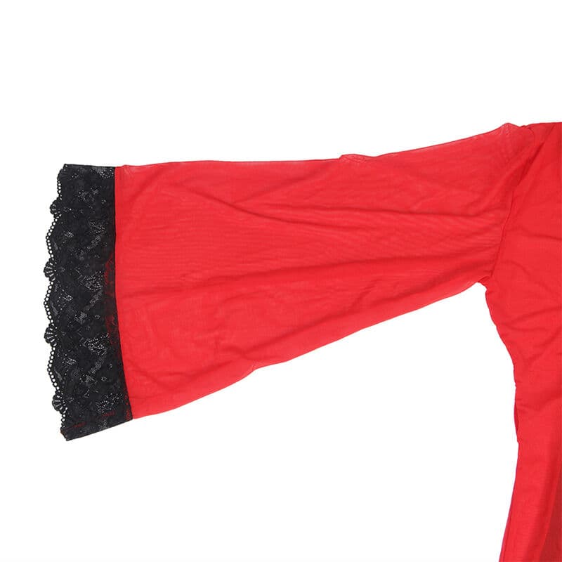 SUBBLIME - TRANSPARENT FABRIC ROBE WITH LACE DETAIL RED L/XL thumb 6
