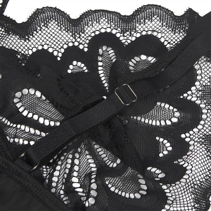SUBBLIME - BABYDOLL WITH FLORAL PRINT CHEST BLACK S/M thumb 12