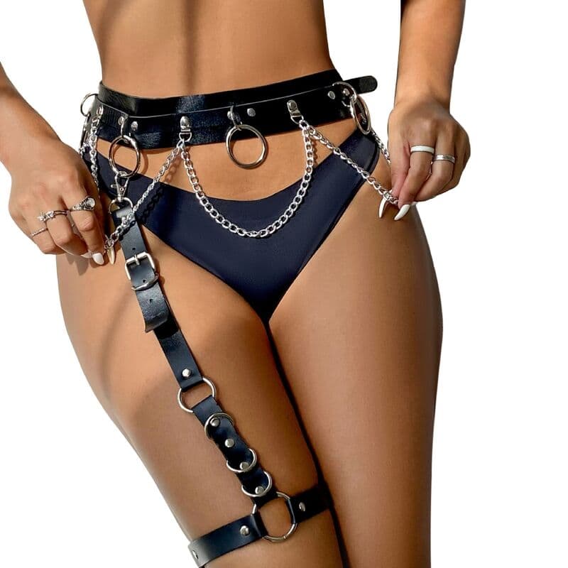 SUBBLIME - BELT AND GARTER HARNESS WITH RINGS AND CHAINDETAIL ONE SIZE thumb 2