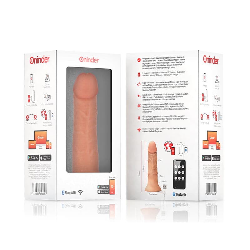 ONINDER - MEDIUM BOGOTÁ VIBRATOR DILDO 9 SPEEDS NATURAL 20 CM -O- 4.2 CM - FREE APP thumb 7