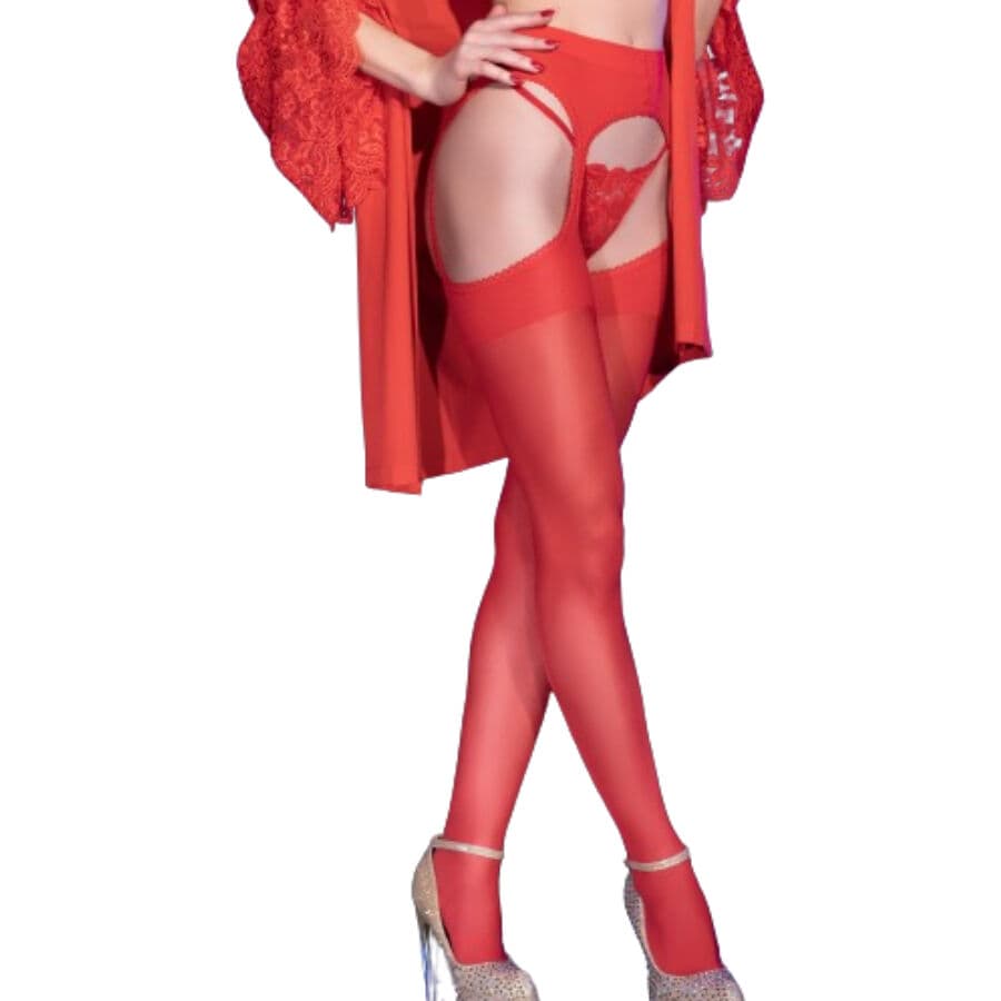 CHILIROSE - CR 4312 GARTER STOCKINGS RED S/M thumb 2