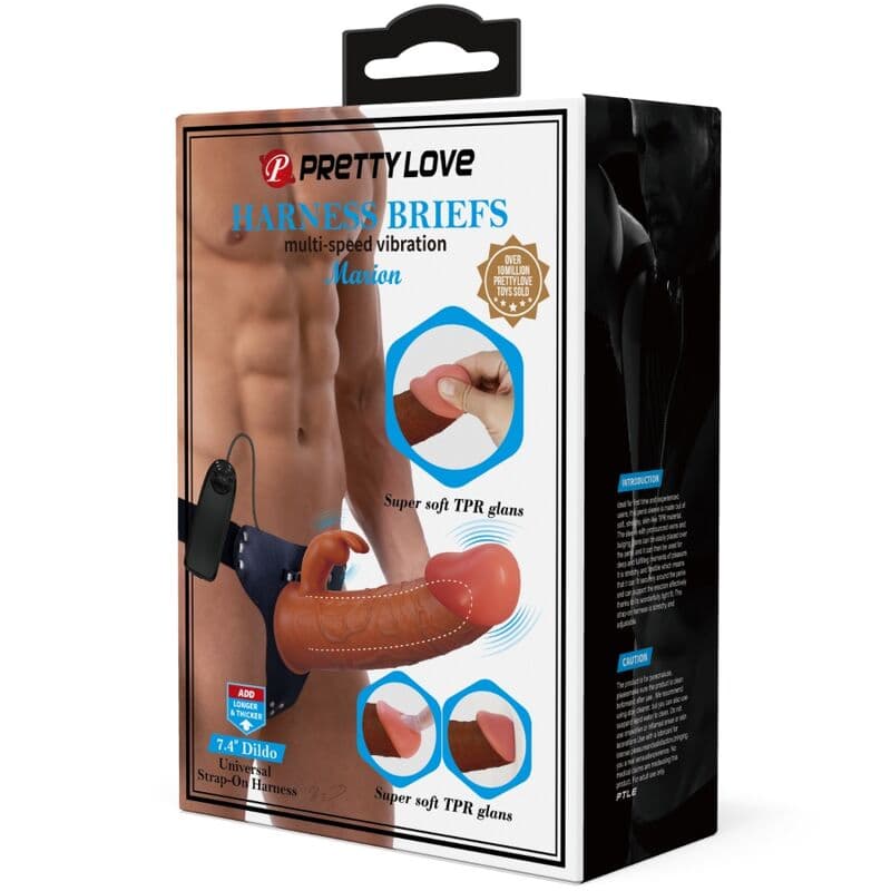 PRETTY LOVE - MARION HARNESS UNIVERSAL BRIEFS WITH VIBRATION DILDO 19 CM BROWN thumb 9