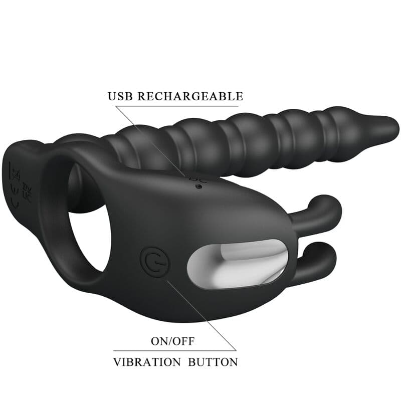 PRETTY LOVE - BLACKNEY PENIS RING WITH BLACK VIBRATOR PLUG thumb 6