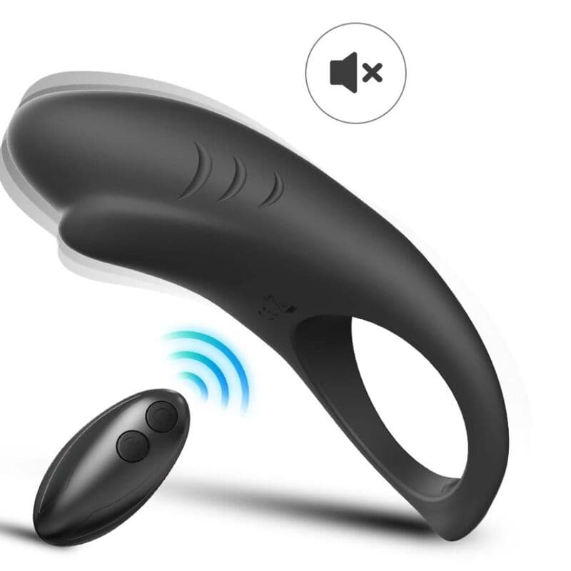 ARMONY - SHARK VIBRATOR RING FOR COUPLES REMOTE CONTROL BLACK thumb 2