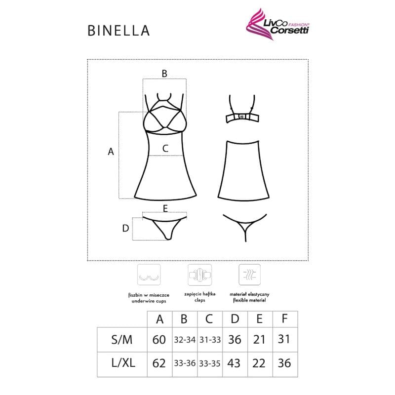 LIVCO CORSETTI FASHION - BINELLA SET BABYDOLL + THONG BLACK thumb 5
