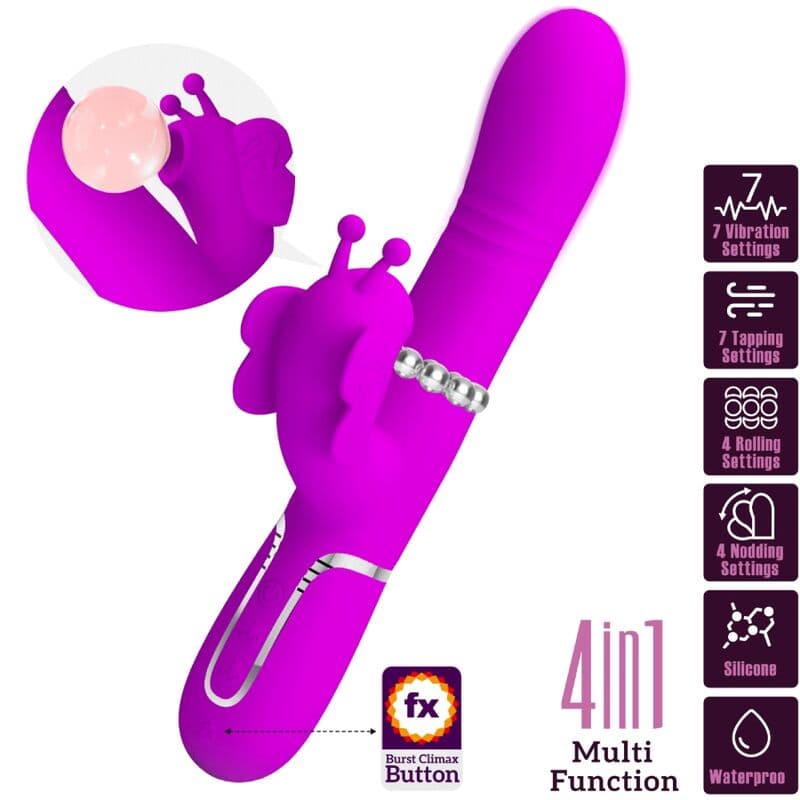 PRETTY LOVE - MULTIFUNCTION RABBIT VIBRATOR 4 IN 1 BUTTERFLY FUCHSIA thumb 10