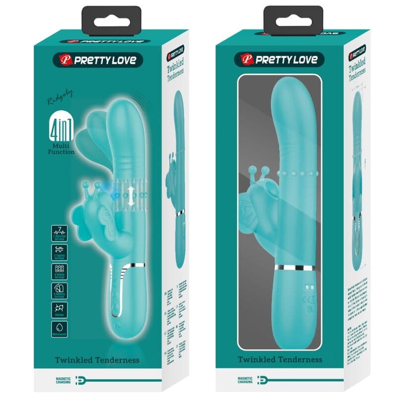 PRETTY LOVE - MULTIFUNCTION RABBIT VIBRATOR 4 IN 1 BUTTERFLY AQUA GREEN thumb 11