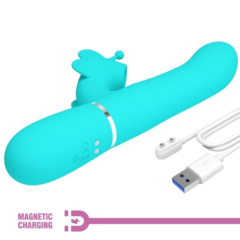 PRETTY LOVE - MULTIFUNCTION RABBIT VIBRATOR 4 IN 1 BUTTERFLY AQUA GREEN thumb 9