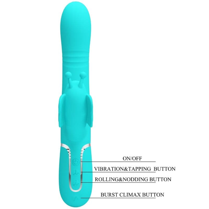 PRETTY LOVE - MULTIFUNCTION RABBIT VIBRATOR 4 IN 1 BUTTERFLY AQUA GREEN thumb 8