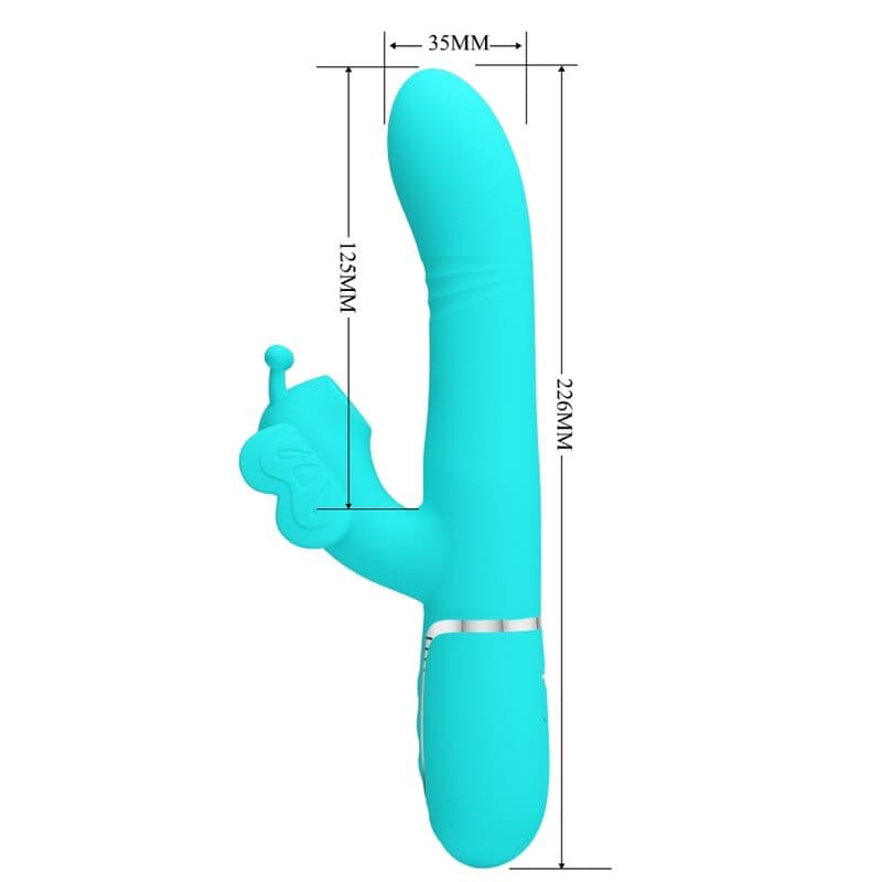 PRETTY LOVE - MULTIFUNCTION RABBIT VIBRATOR 4 IN 1 BUTTERFLY AQUA GREEN thumb 7
