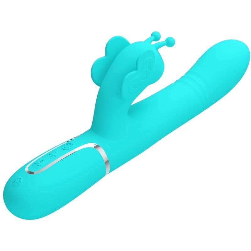 PRETTY LOVE - MULTIFUNCTION RABBIT VIBRATOR 4 IN 1 BUTTERFLY AQUA GREEN thumb 3