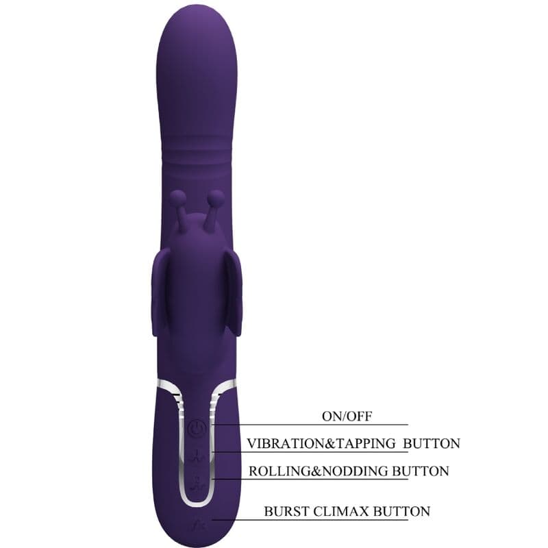 PRETTY LOVE - MULTIFUNCTION RABBIT VIBRATOR 4 IN 1 BUTTERFLY PURPLE thumb 8