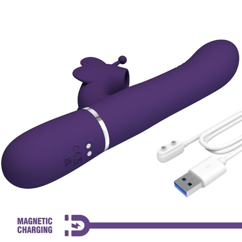 PRETTY LOVE - MULTIFUNCTION RABBIT VIBRATOR 4 IN 1 BUTTERFLY PURPLE thumb 9