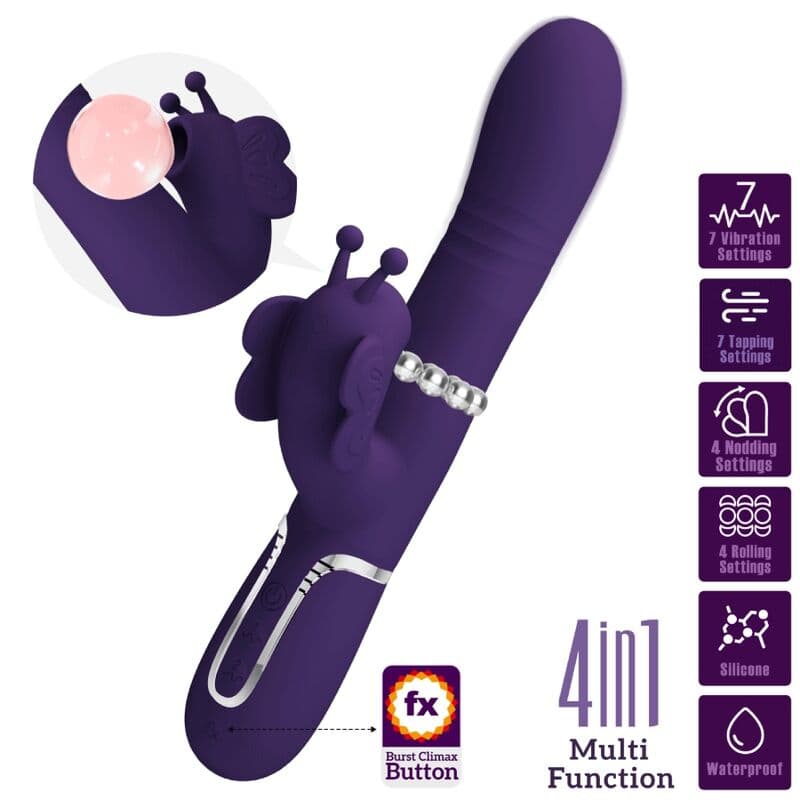 PRETTY LOVE - MULTIFUNCTION RABBIT VIBRATOR 4 IN 1 BUTTERFLY PURPLE thumb 10