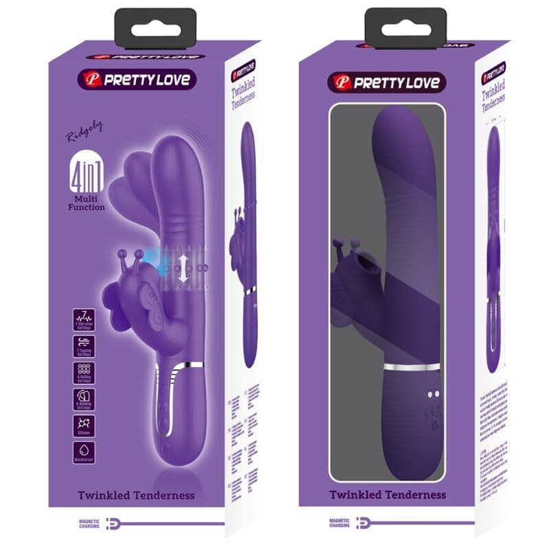 PRETTY LOVE - MULTIFUNCTION RABBIT VIBRATOR 4 IN 1 BUTTERFLY PURPLE thumb 11