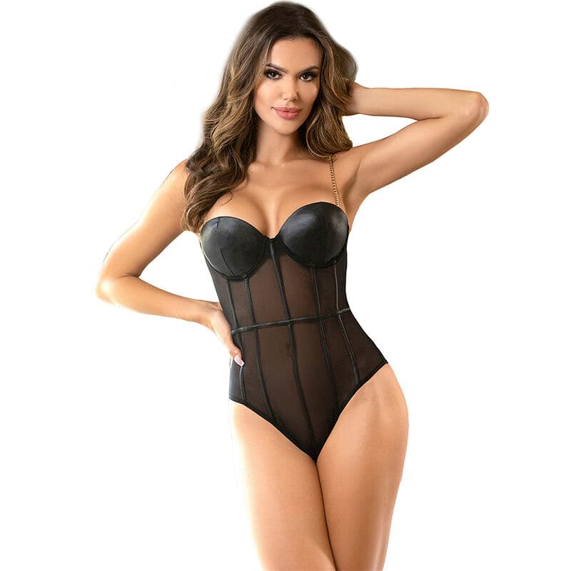 SUBBLIME - BLACK CHAIN SUSPENDERS BODYSUIT S/M thumb 2