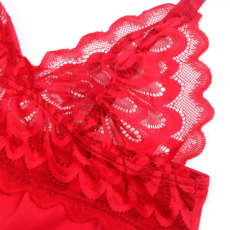 SUBBLIME - SATIN BABYDOLL WITH LACE RED L/XL thumb 8