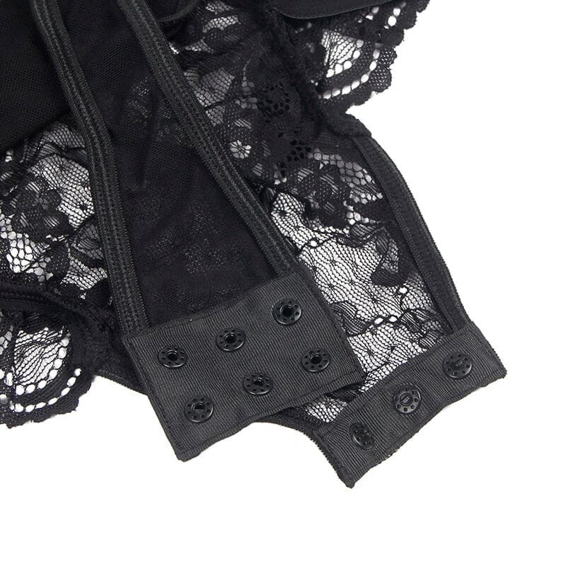 SUBBLIME - TEDDY WITH GARTER WITH LACE DETAIL AND STRIPS BLACK S/M thumb 5