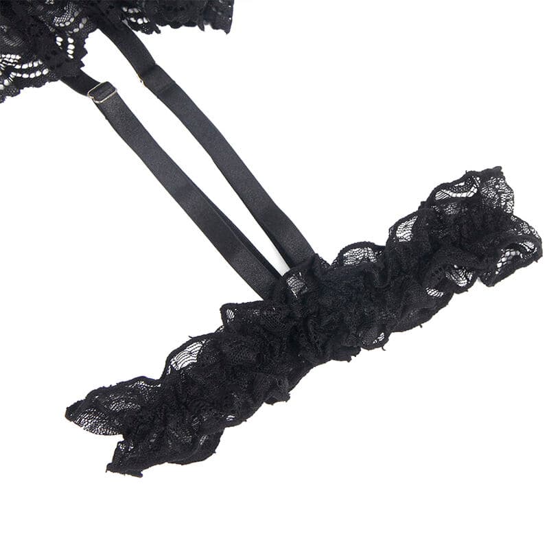 SUBBLIME - TEDDY WITH GARTER WITH LACE DETAIL AND STRIPS BLACK S/M thumb 6