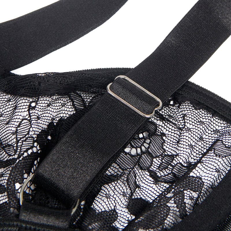 SUBBLIME - TEDDY WITH GARTER WITH LACE DETAIL AND STRIPS BLACK S/M thumb 9