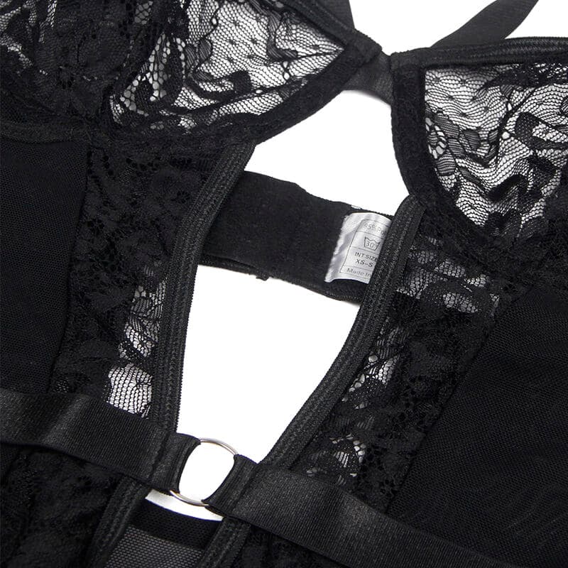 SUBBLIME - TEDDY WITH GARTER WITH LACE DETAIL AND STRIPS BLACK L/XL thumb 11