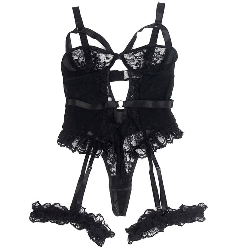 SUBBLIME - TEDDY WITH GARTER WITH LACE DETAIL AND STRIPS BLACK L/XL thumb 4