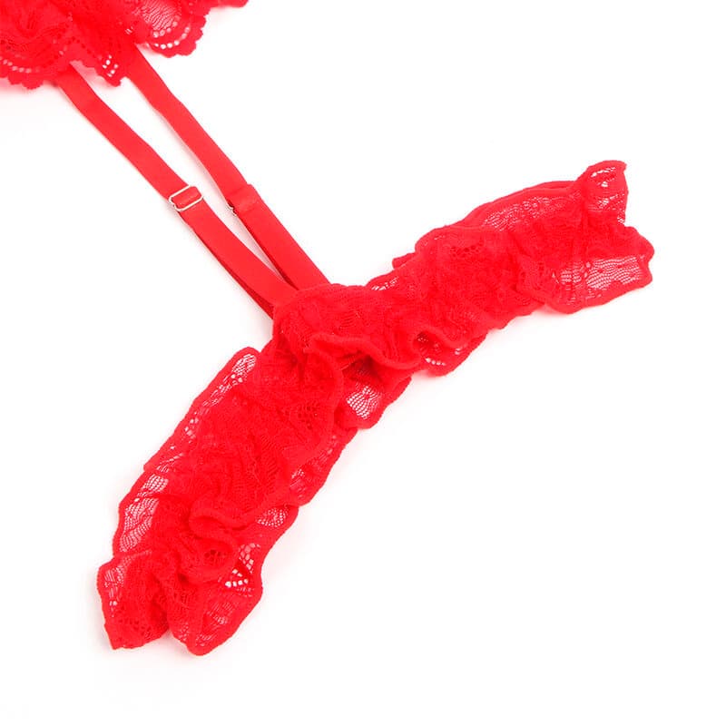 SUBBLIME - TEDDY WITH GARTER WITH LACE DETAIL AND STRIPS RED S/M thumb 9