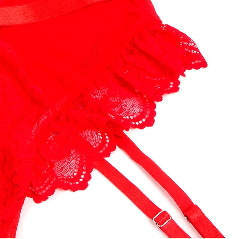 SUBBLIME - TEDDY WITH GARTER WITH LACE DETAIL AND STRIPS RED S/M thumb 10