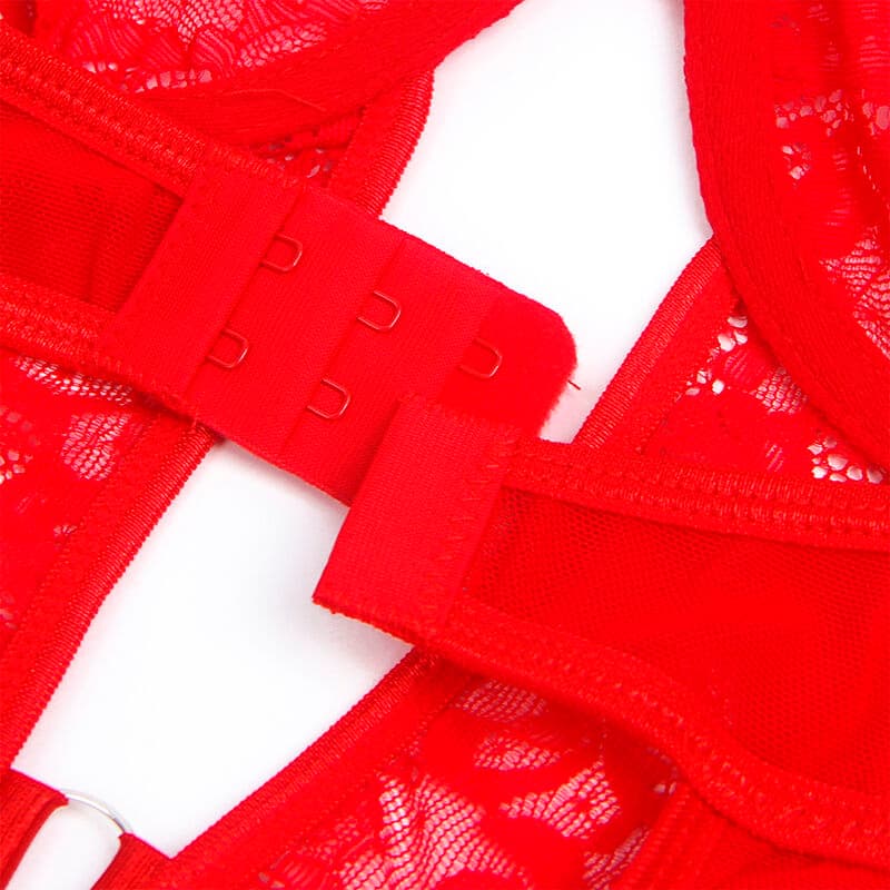 SUBBLIME - TEDDY WITH GARTER WITH LACE DETAIL AND STRIPS RED S/M thumb 8