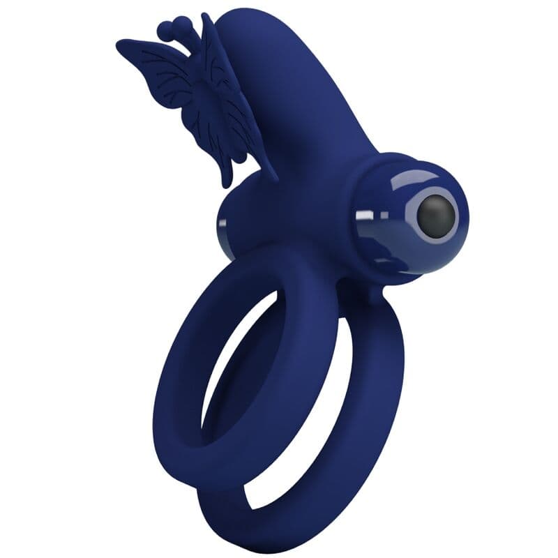PRETTY LOVE - JAMELE DOUBLE RING WITH VIBRATION & BUTTERFLY STIMULATOR BLUE thumb 2