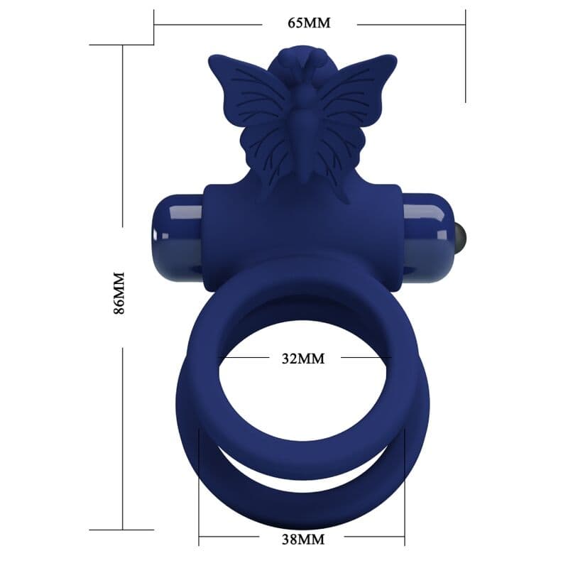 PRETTY LOVE - JAMELE DOUBLE RING WITH VIBRATION & BUTTERFLY STIMULATOR BLUE thumb 7