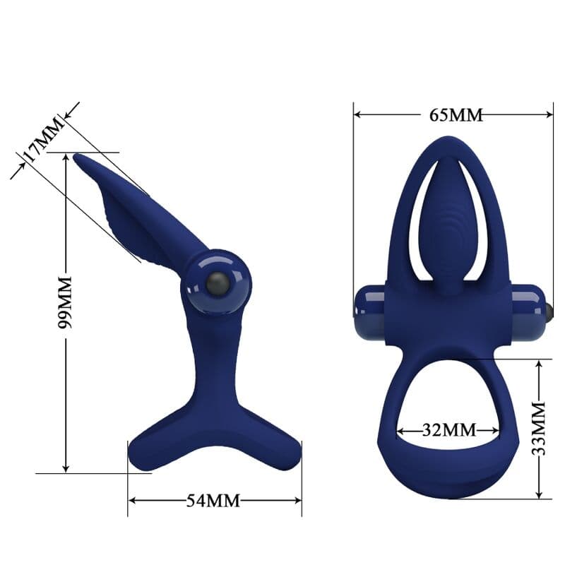 PRETTY LOVE - MAT DOUBLE RING WITH VIBRATION & STIMULATOR BLUE thumb 7