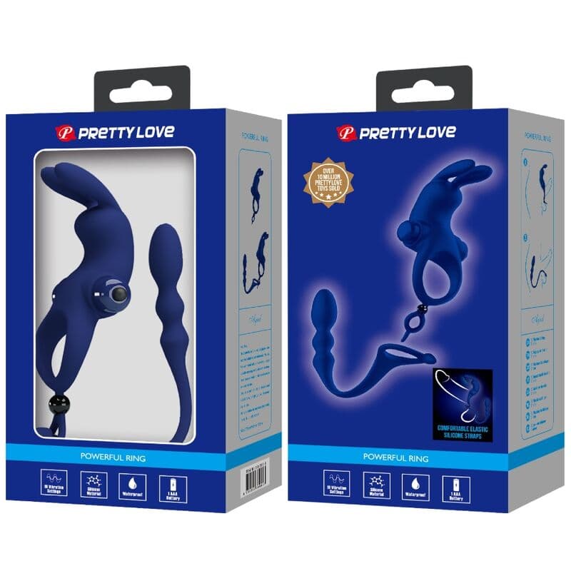 PRETTY LOVE - AYAD RABBIT VIBRATOR RING WITH PLUG BLUE thumb 11