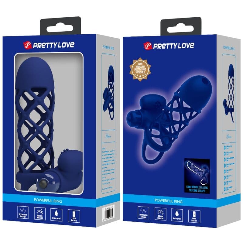 PRETTY LOVE - GIANN VIBRATOR RING WITH SILICONE SHEATH BLUE thumb 7