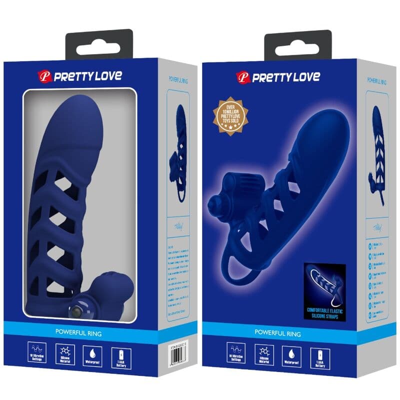 PRETTY LOVE - ALTAF VIBRATOR RING WITH SILICONE SHEATH BLUE thumb 10