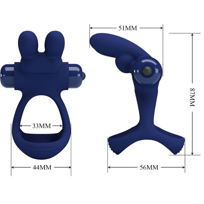 PRETTY LOVE - FRANCISCO DOUBLE VIBRATING RING RABBIT BLUE thumb 7