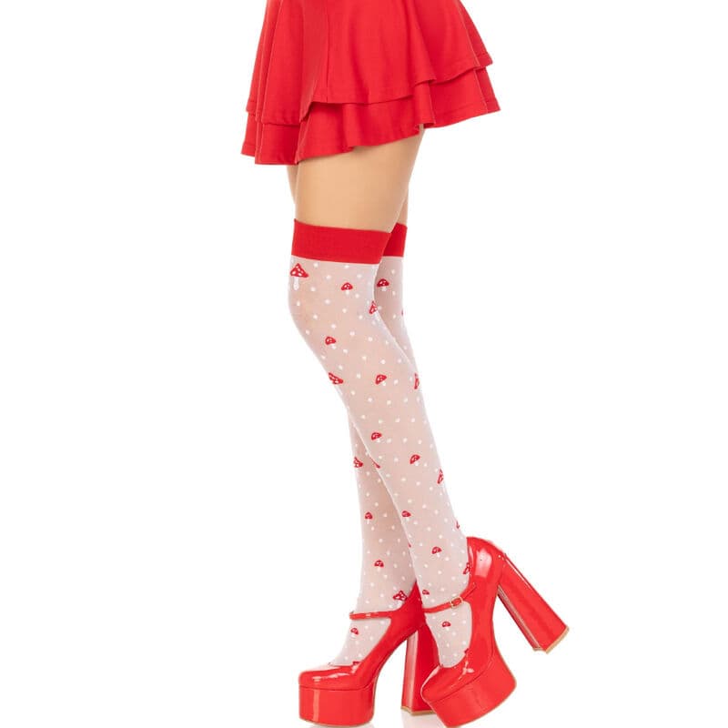 LEG AVENUE - MUSHROOM HIGH SOCKS RED/WHITE thumb 3