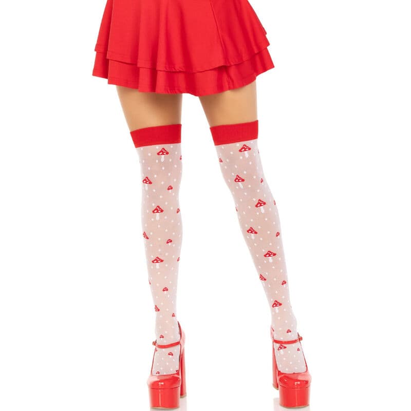 LEG AVENUE - MUSHROOM HIGH SOCKS RED/WHITE thumb 1