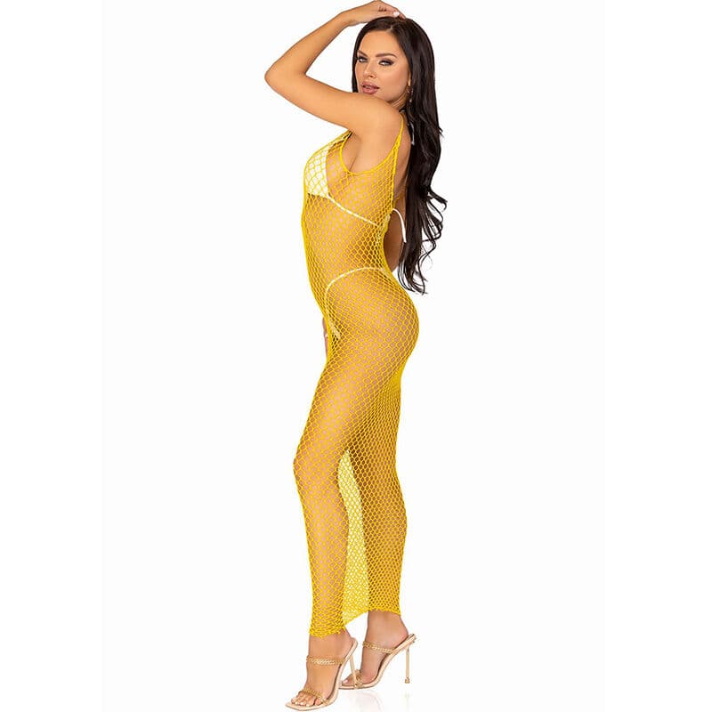 LEG AVENUE - LONG NET DRESS YELLOW ONE SIZE thumb 5