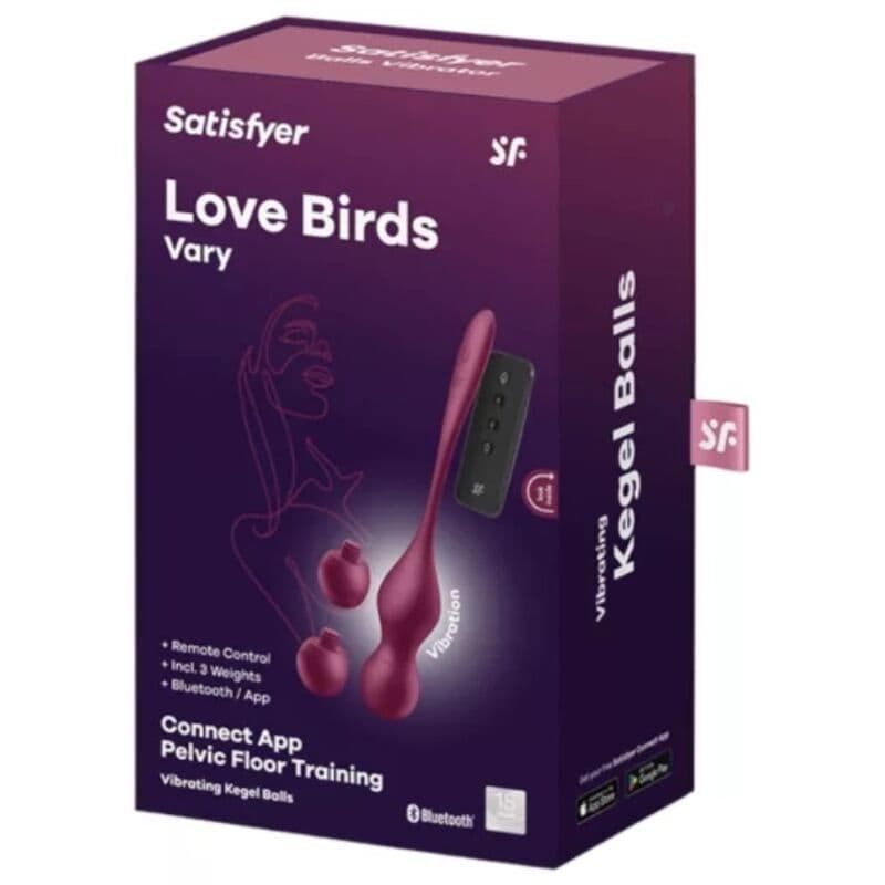 SATISFYER - LOVE BIRDS VARY VIBRATING BALLS FREE APP WINE RED thumb 5