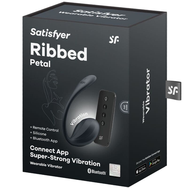SATISFYER - RIBBED PETAL G POINT STIMULATOR REMOTE CONTROL BLACK FREE APP thumb 7