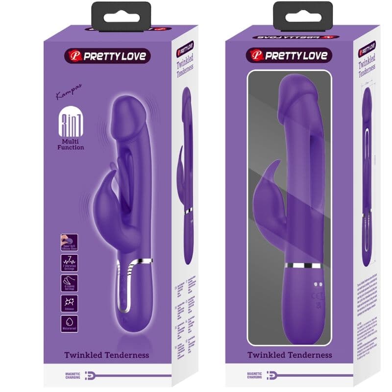 PRETTY LOVE - KAMPAS RABBIT 3 IN 1 MULTIFUNCTION VIBRATOR WITH TONGUE VIOLET thumb 9