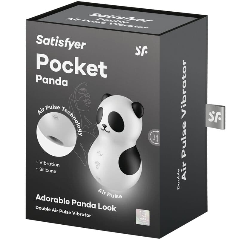 SATISFYER - POCKET PANDA STIMULATOR & VIBRATOR BLACK AND WHITE thumb 7