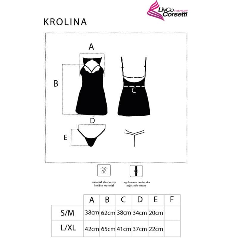LIVCO CORSETTI FASHION - KROLINA LC 90734 CHEMISE + THONG BLACK S/M thumb 4