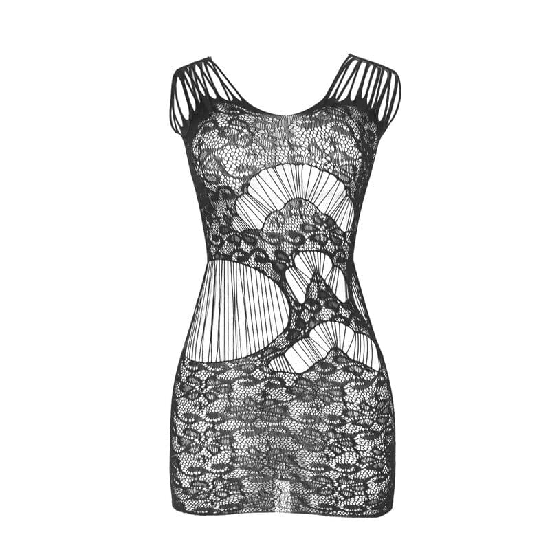 SUBBLIME - 951771 LONG DRESS WITH OPEN BACK WITH FISHNET BLACK ONE SIZE thumb 3