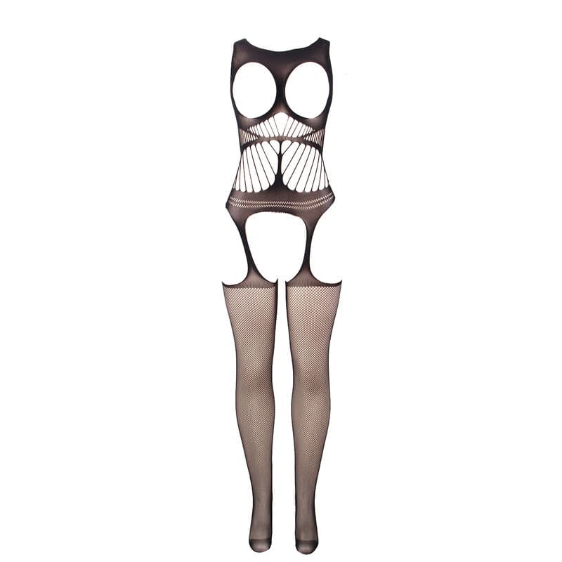 SUBBLIME - 951900 FISHNET CROTCHLESS BODYSTOCKING WITH CUP AND OPEN SHOULDERS BLACK ONE SIZE thumb 3