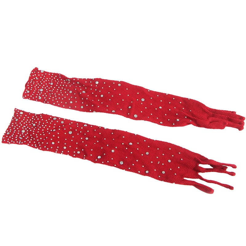 SUBBLIME - 952181 FISHNET BODYSTOCKING WITH GLOVES AND DIAMONDS RED ONE SIZE thumb 5