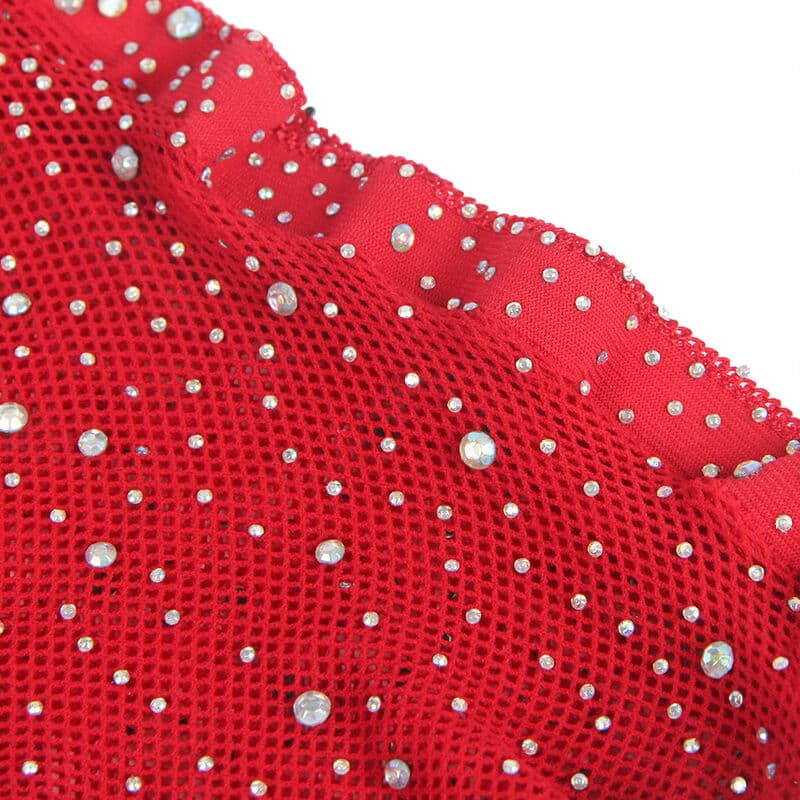 SUBBLIME - 952181 FISHNET BODYSTOCKING WITH GLOVES AND DIAMONDS RED ONE SIZE thumb 4